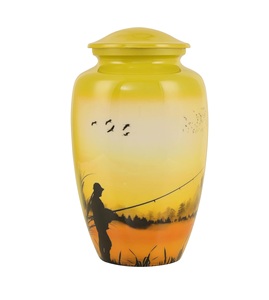 Corona Exportación Pescador Urna de metal Urnas de cremación para cenizas humanas Recuerdo funerario adulto Urna asequible Tamaño personalizado - Product Image 1