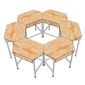 Juego de Mesa de Salón Moderno con Madera Natural y Patas de Hierro (PSD035) - Product Image 1
