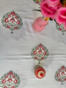 Mantel de Algodón Estampado a Mano: Rayas Florales, Estilo Boho para Comedor - Product Image 3