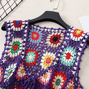 <span class=keywords><strong>Gilet</strong></span> en <span class=keywords><strong>crochet</strong></span> à motif floral style doux, col en V, cardigan ajouré court tricoté à la main pour <span class=keywords><strong>femme</strong></span>, idéal printemps-automne - Product Image 6
