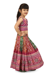 Ensemble Lehenga Choli Shoryam Fashion traditionnel rose Bandhani, longueur au sol, séchage rapide, entièrement cousu, coupe classique pour filles |   Diwali - Product Image 5