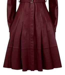 Manteau long pour femme de haute qualité, écologique, en cuir luxueux, boutons, fermeture éclair - Product Image 6