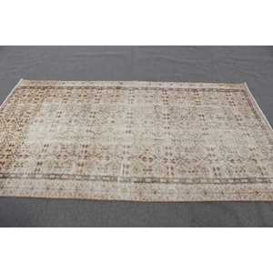 Turkish 4.8x8.1 ft <b>Wool</b> Rug Vintage Patchwork Area Rug with Latex Backing Eco-Friendly <b>Brown</b> Ombr Rug - Product Image 2