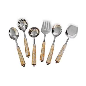 Ensemble de couverts de restaurant durables en acier inoxydable poli miroir de haute qualité, design moderne occidental, manche en bois - Product Image 3