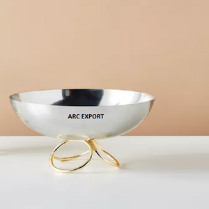 Nueva forma atractiva exterior blanco e Interior oro Metal latón tazón de comida último diseño Mesa decorativa cuencos para servir a la venta - Product Image 4