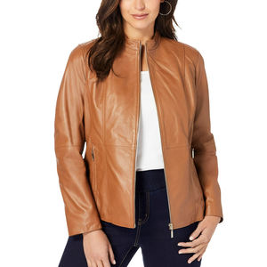 Veste en cuir marron Chaqueta De Cuero hiver chaud mode en cuir véritable Bomber veste à glissière en cuir PU veste pour femme - Product Image 2