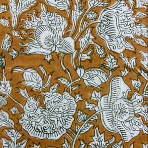 Tissu en coton imprimé à la main à motifs floraux de moutarde, design botanique traditionnel moghol - Product Image 4