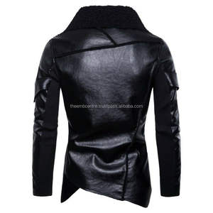 Veste en cuir véritable pour hommes avec logo personnalisé OEM Service Veste en cuir tendance pour hommes avec fermeture éclair pour l'hiver - Product Image 4