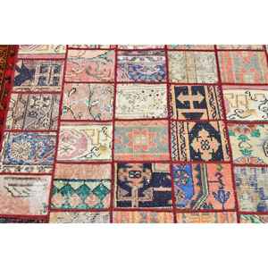 Alfombra Vintage de 3.4x5.2 pies, Alfombra, Alfombra de Camuflaje Roja de Lana - Product Image 5