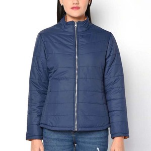 Chaquetas Acolchadas para Mujer de la Mejor Calidad, Venta Caliente, Logotipo Personalizado, Diseño Liso, Transpirable, Tejido de Punto, Color Azul Marino - Product Image 6