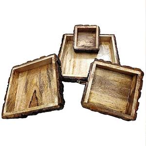 Écorce à effet de bois Produit de vente chaud Bol décoratif en bois de manguier avec écorce d'arbre fabriqué en Inde - Product Image 5