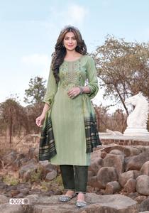 Venta al por mayor, lo último en confeccionado, Kurtis, Algodón puro viscosa con Khalid Work, pantalones tejidos de seda, venta en línea - Product Image 6