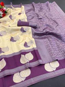 Magnifique sari en soie Kanjivaram traditionnel avec un chemisier en zari doré pour les occasions ethniques, classiques, professionnelles, de mariage, de plage et de fête - Product Image 4