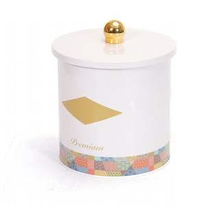 กล่องโลหะทรงกลม2.1L พร้อมที่จับลูกบิด140X150มม. ที่เก็บอาหารและภาชนะบรรจุอาหารลายปะต่อสีชมพู - Product Image 3