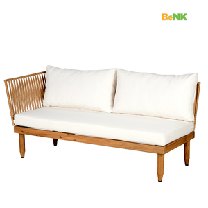 BeNK Ensemble de meubles de patio d'extérieur modernes Salle à manger en acacia et polyrotin et canapé-salon pour salon Cour Parc-par Fabricant - Product Image 5