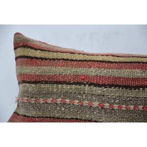 Beige Kantha Patchwork Wool <b>Pillow</b> 12x48 Inch Woven Luxury Eco-Friendly Non-Slip Removable Washable Zipper Closure Throw <b>Pillow</b> - Product Image 2