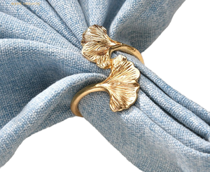 Anneaux de serviette en aluminium moderne à feuilles, écologiques, nouveau modèle, boucle à mouchoirs, mariages, fêtes, hôtels, banquets, repas à domicile - Product Image 1