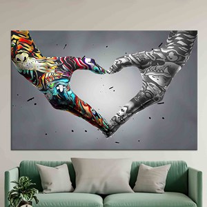 Impresión en Lienzo con Graffiti de Manos Enamoradas: Arte Moderno para Pared, Lienzo Enrollado - Product Image 1