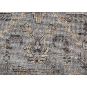 พรมขนสัตว์ถักมือ Erbe สีเทา-ดำ ลายเหรียญ เทคนิคการทอแบบแบน ขนาด 9x12 ฟุต รูปทรงสี่เหลี่ยมผืนผ้า สำหรับห้องโถง พรมปูพื้นบ้าน รุ่น PKWL-5159 - Product Image 3