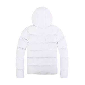 Veste matelassée en toile à col montant et à capuche pour homme, fermeture éclair, épaisse, tendance, manches longues, décontractée, travail, sport, blanche - Product Image 3