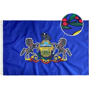 Pennsylvania 4x6 Outdoor Silk <b>Flag</b> for State PA Embroidered Pennant Heavy Duty Double Side with Brass Grommets Sewn Stripes - Product Image 3