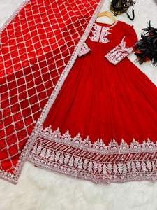 Vestido Anarkali de trabajo con Secuencia de bordado de imitación Georgette de último diseñador de Fab Zone - Product Image 3