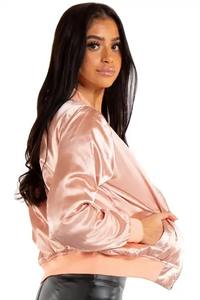 Blouson aviateur court de qualité supérieure pour femmes avec des vestes pour femmes en tissu satiné de haute qualité faites sur mesure - Product Image 5