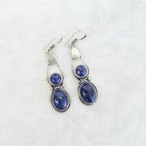 Boucles d'oreilles en lapis-lazuli multi-pierres, plaquées argent 925, faites à la main, bijoux bohèmes, boucles d'oreilles pendantes en pierres précieuses, cadeau pour elle, soldes de Noël - Product Image 5