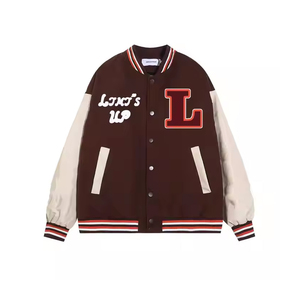 Chaqueta universitaria de lujo para hombre, lana gruesa, estilo universitario, bombardero personalizado, ropa de abrigo de béisbol con mangas de cuero para moda callejera - Product Image 1