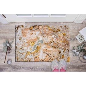 Alfombra con Estampado de Mármol Beige - Tonos Suaves, Fresca, Fácil de Limpiar, Decoración del Hogar, con Pelo Suave - Product Image 5