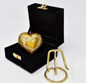 Urne de crémation pour cendres Urne coeur orange souvenir avec étui et support en laiton Mini urne pour animal de compagnie pour votre bien-aimé (coeur orange) - Product Image 5