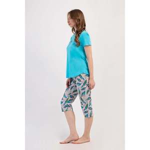 Ensemble de pantalon capri et haut à col rond KADIN P.SUPREM O YAKA KISA KOL ETEGI OVAL - Menthe - Menthe - Product Image 2