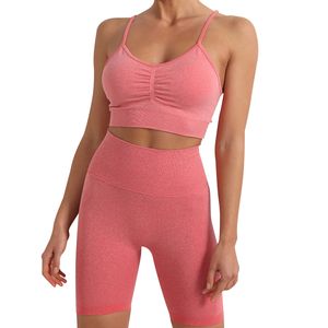 Conjunto de sujetador y pantalones cortos para mujer, ropa deportiva de talla grande con cuello en V, cintura alta, entrenamiento, correr, trotar, Yoga, glúteos, elevador de trasero, motorista - Product Image 6