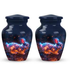 Rabbit Spirit Vessel Blue Bunny <b>Keepsake</b> Urn Personalized for <b>Ashes</b> Cremation <b>Ashes</b> Decorative Modern Funeral Urns - Product Image 5