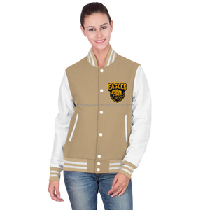 Chaqueta Varsity de Algodón Personalizada para Mujer, Chaqueta Estilo Béisbol con Bordado Elegante para Venta al Por Mayor - Product Image 1