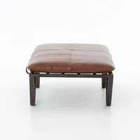 Tabourets de maquillage rembourrés en cuir véritable de luxe, modernes, avec base métallique, petite taille, cadre en bois, ottoman pour extérieur et salon - Vente en gros