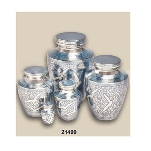 Urna de cremación de plata para cenizas humanas, hecha a mano en latón, adecuada para cementerio con 5 piezas grandes medianas y pequeñas - Product Image 1