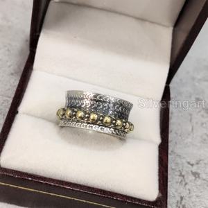 Anillo de meditación con banda giratoria, anillo de Plata de Ley 925 para mujer, joyería hecha a mano, anillo giratorio para hombre con ansiedad navideña - Product Image 5