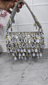 Moda hecha a mano con cuentas lentejuelas embrague mujer bolso lindo embrague bolsos Bling señoras fiesta noche bolso - Product Image 3