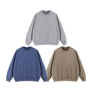 Sweat-shirt à col rond pour homme de haute qualité 380G, lavage à l'acide, 100% coton, molleton français délavé, sweat-shirts et pulls à capuche surdimensionnés pour homme - Product Image 2