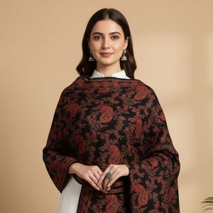 Ethnic Kullu Handloom Wool Shawl with Rich Traditional Design 80x40 Inch Soft & Warm for Everyday and Travel Wear at Low Price - Product Image 3