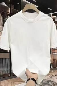 เสื้อยืดแขนสั้นผ้าไหมสีพื้นคุณภาพสูงสำหรับนักธุรกิจชายผ้าไอซ์ซิลค์พิมพ์ลายปักโลโก้ได้ตามต้องการ - Product Image 2