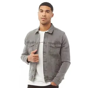 Veste bomber en denim vintage à double fermeture éclair, 100% coton, lavage à la pierre, de haute qualité, personnalisée, OEM, pour hommes - Product Image 1