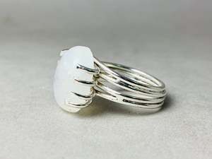 Joyería de Plata de Ley 925 sólida a la moda, anillos de piedra lunar arcoíris hechos a mano, anillos de estilo Simple, regalo para ella, anillos de promesa - Product Image 4