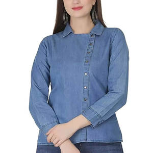 เสื้อเชิ้ตยีนส์ผู้หญิง แขนยาว สไตล์ลำลอง ติดกระดุม แฟชั่นท็อป สำหรับใส่ในชีวิตประจำวัน สไตล์สตรีท - Product Image 1