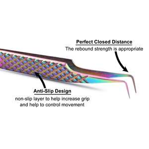Pinzas de 90 Grados Multicolores Antideslizantes con Agarre de Diamante, Herramienta de Precisión para Extensión de Pestañas, Ecológica, con Regla en el Extremo - Product Image 2