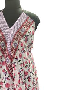 Vestido Casual de Algodón Estampado a Mano con Flores Rosas, Estilo Boho Occidental, Holgado y Natural, de Alta Calidad para Mujer, Directo de la India - Product Image 4