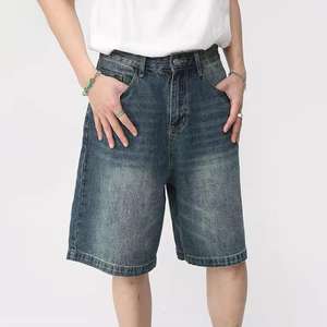 Shorts Vaqueros Americanos Retro de Talle Grande para Hombre, con Logotipo Personalizado, Cintura Media, Estilo Urbano, Casual, Vintage, para Verano - Product Image 1