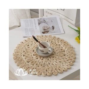 Manteles Individuales de Pasto Marino de Vietnam con Forma de Hoja / Tapete de Paja Personalizado para Textiles del Hogar y Muebles, Loto Azul - Product Image 3