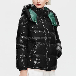 Glossy Shiny Puffer Jacket Trendy Street Fashion Look with <b>Thick</b> <b>Quilted</b> Layers and Warm Lining for Urban Winter Outfits - Product Image 6